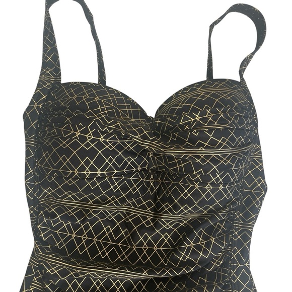 Nip Tuck Swim Deco Foil Louise One Piece Swimsuit Size 6 Black Gold Multi Cup Sz - Picture 4 of 14